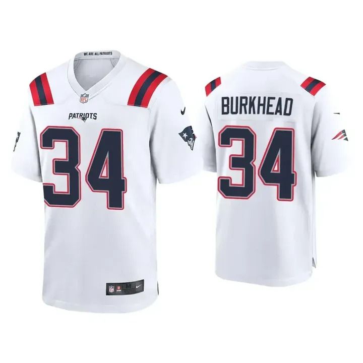 Men New England Patriots #34 Rex Burkhead Nike White Game NFL Jersey